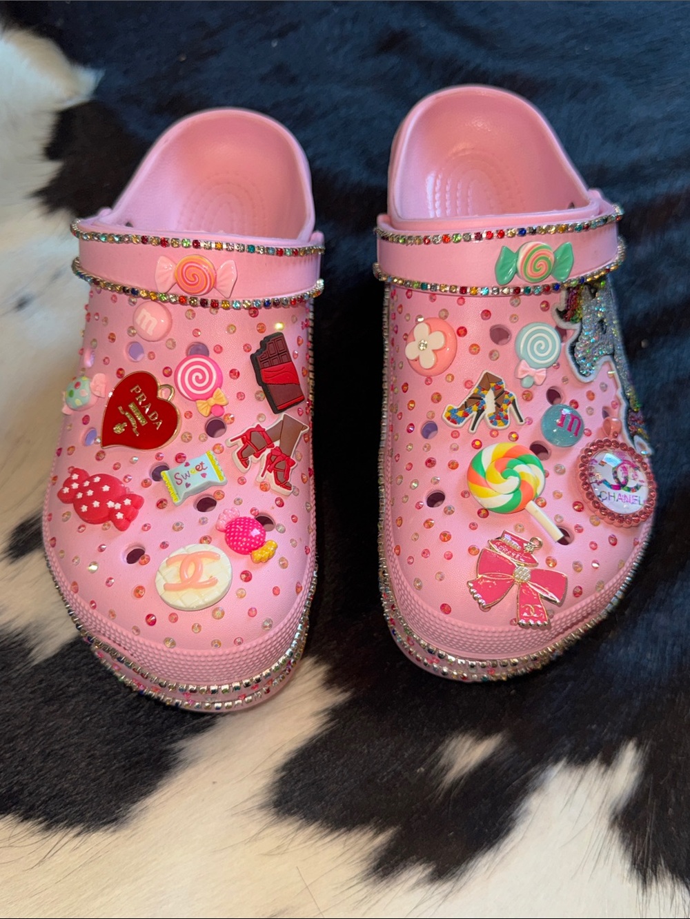 CROCS Pink Jelly Charm Embellished Clogs